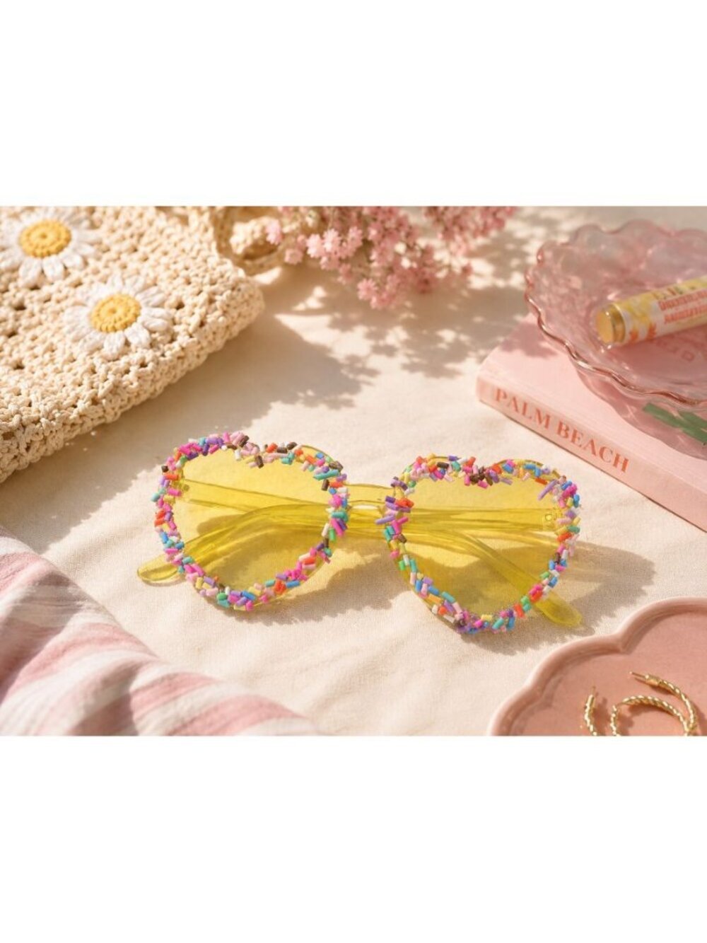 New Yellow Party Cake Yellow Sprinkle Heart Shaped Birthday Sunglasses